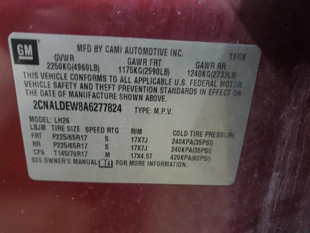 Photo 14 from auction – 2010 CHEVROLET EQUINOX LT with VIN 2CNALDEW8A6277824