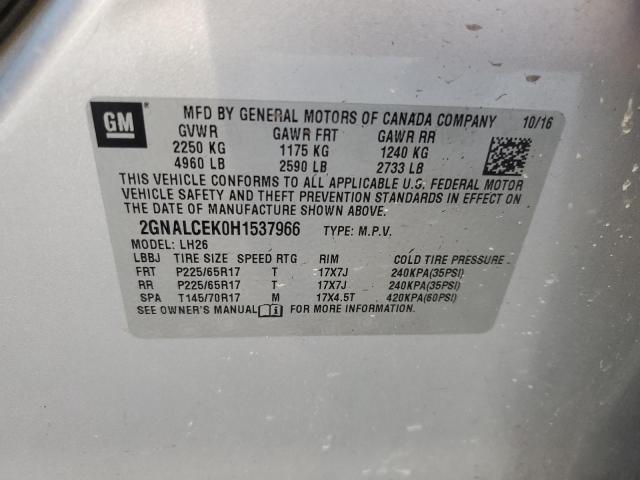 Photo 14 from auction – 2017 CHEVROLET EQUINOX LT with VIN 2GNALCEK0H1537966