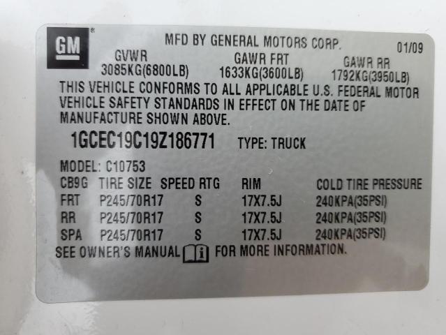 Photo 12 from auction – 2009 CHEVROLET SILVERADO with VIN 1GCEC19C19Z186771
