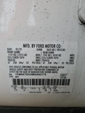 Photo 14 from auction – 2021 FORD EXPLORER X with VIN 1FMSK7DH3MGA92175