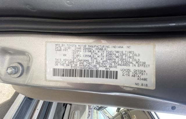 Photo 10 from auction – 2002 TOYOTA SEQUOIA SR with VIN 5TDZT34A82S084782