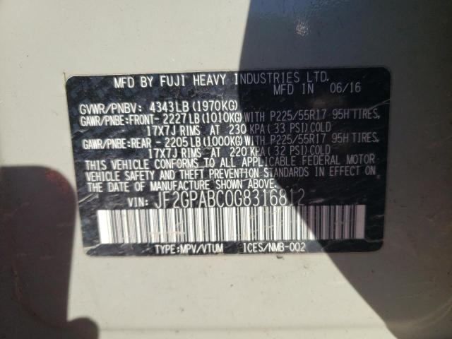 Photo 14 from auction – 2016 SUBARU CROSSTREK with VIN JF2GPABC0G8316812