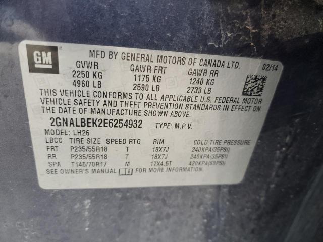 Photo 12 from auction – 2014 CHEVROLET EQUINOX LT with VIN 2GNALBEK2E6254932