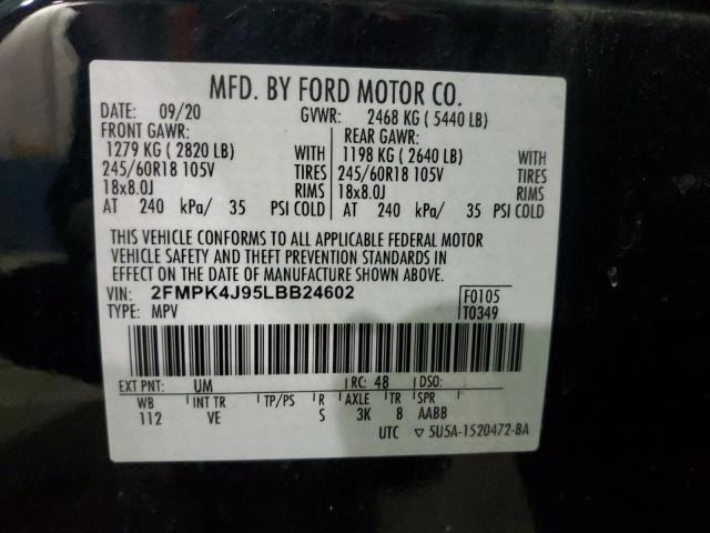 Photo 14 from auction – 2020 FORD EDGE SEL with VIN 2FMPK4J95LBB24602