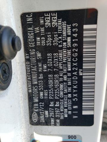 Photo 14 from auction – 2012 KIA SORENTO EX with VIN 5XYKUDA2XCG291433