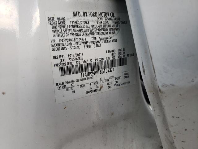 Photo 12 from auction – 2008 FORD TAURUS SEL with VIN 1FAHP24W18G109374