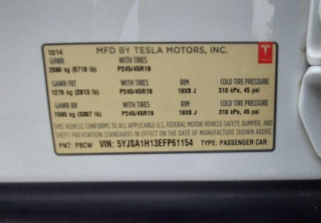 Photo 10 from auction – 2014 TESLA MODEL S with VIN 5YJSA1H13EFP61154