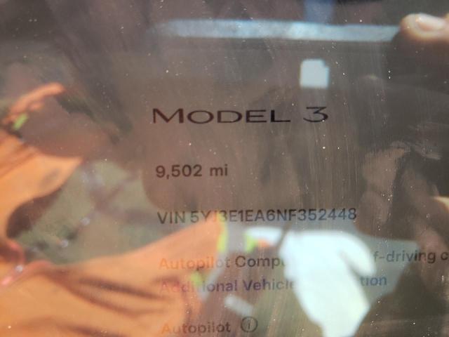 Photo 9 from auction – 2022 TESLA MODEL 3 with VIN 5YJ3E1EA6NF352448