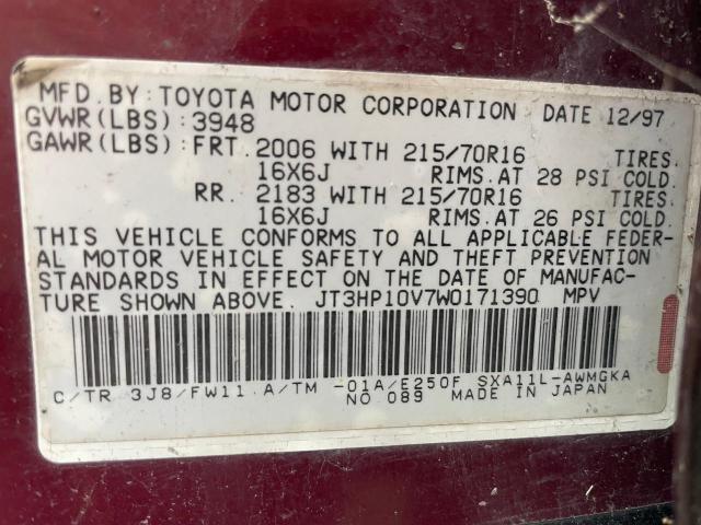 Photo 10 from auction – 1998 TOYOTA RAV4 with VIN JT3HP10V7W0171390