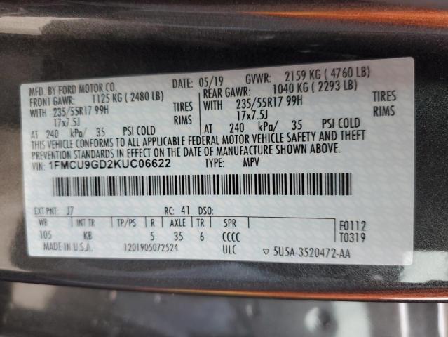 Photo 14 from auction – 2019 FORD ESCAPE SE with VIN 1FMCU9GD2KUC06622