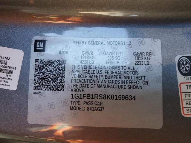 Photo 12 from auction – 2019 CHEVROLET CAMARO LS with VIN 1G1FB1RS8K0159634
