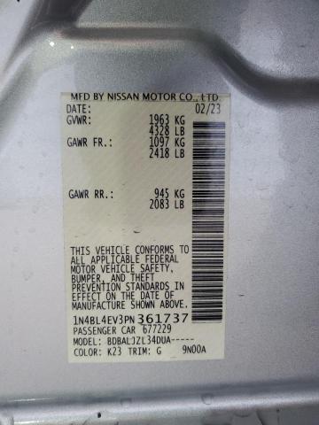 Photo 13 from auction – 2023 NISSAN ALTIMA SL with VIN 1N4BL4EV3PN361737