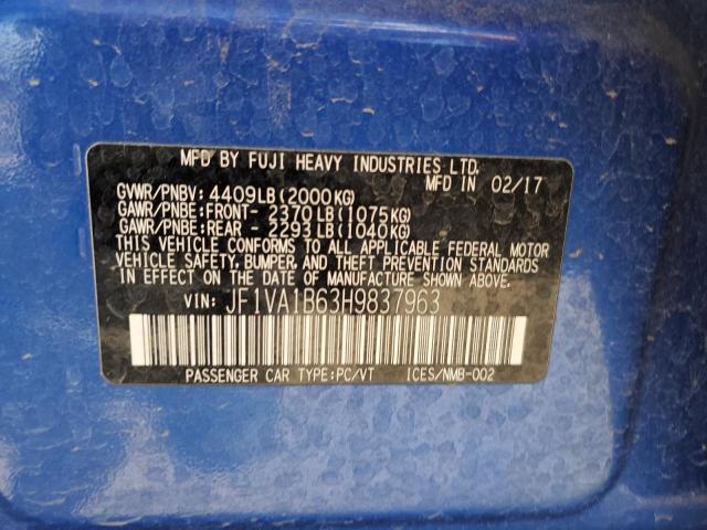 Photo 12 from auction – 2017 SUBARU WRX with VIN JF1VA1B63H9837963