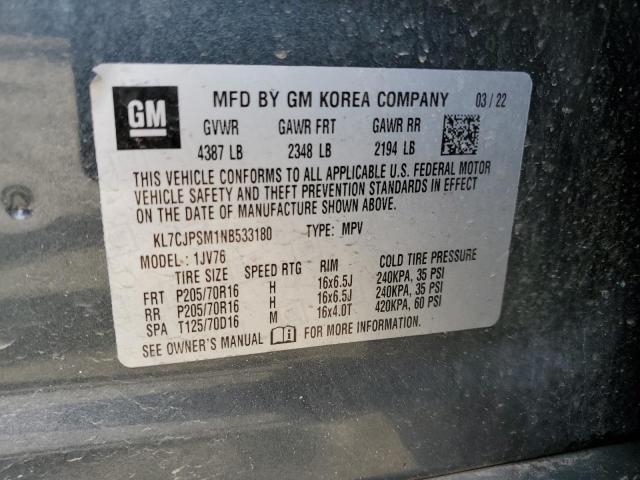 Photo 14 from auction – 2022 CHEVROLET TRAX 1LT with VIN KL7CJPSM1NB533180