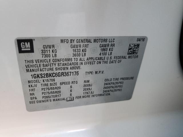 Photo 14 from auction – 2016 GMC YUKON SLT with VIN 1GKS2BKC6GR367176