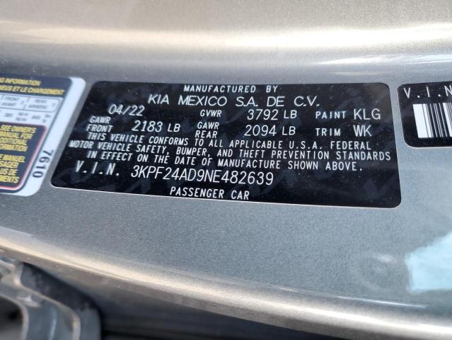 Photo 13 from auction – 2022 KIA FORTE FE with VIN 3KPF24AD9NE482639