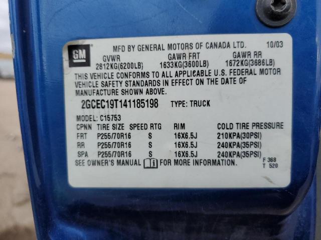 Photo 12 from auction – 2004 CHEVROLET SILVERADO with VIN 2GCEC19T141185198