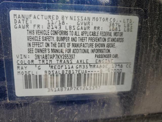 Photo 13 from auction – 2019 NISSAN SENTRA S with VIN 3N1AB7AP7KY265397