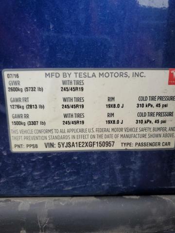 Photo 12 from auction – 2016 TESLA MODEL S with VIN 5YJSA1E2XGF150957