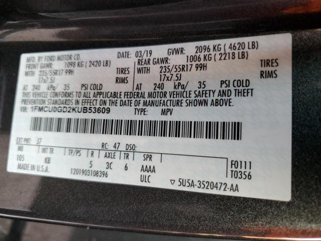 Photo 14 from auction – 2019 FORD ESCAPE SE with VIN 1FMCU0GD2KUB53609