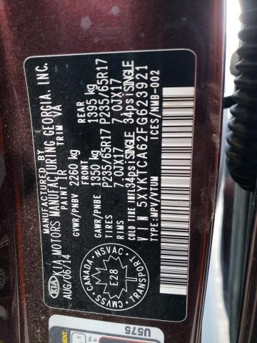 Photo 14 from auction – 2015 KIA SORENTO LX with VIN 5XYKTCA62FG623921