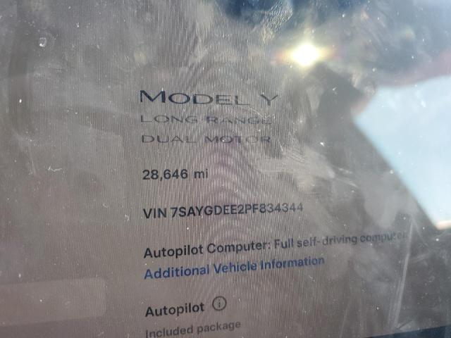 Photo 9 from auction – 2023 TESLA MODEL Y with VIN 7SAYGDEE2PF834344