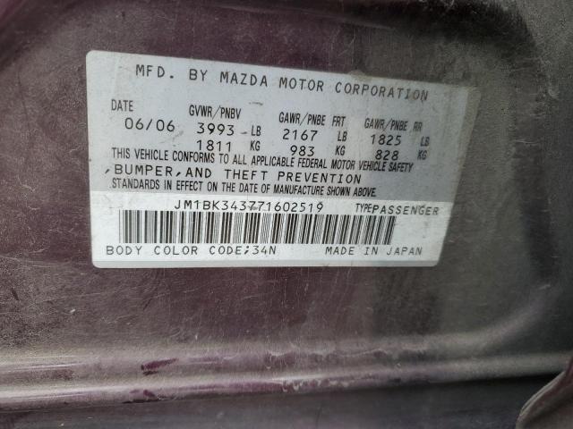Photo 10 from auction – 2007 MAZDA 3 HATCHBAC with VIN JM1BK343771602519