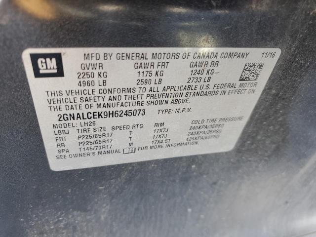 Photo 14 from auction – 2017 CHEVROLET EQUINOX LT with VIN 2GNALCEK9H6245073