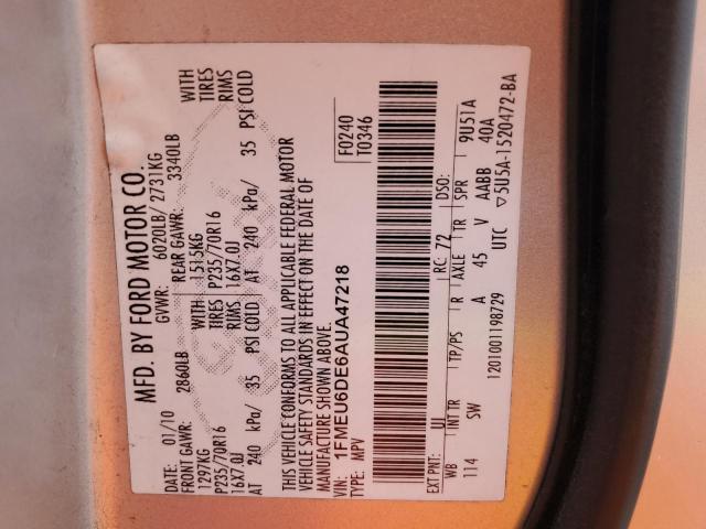 Photo 14 from auction – 2010 FORD EXPLORER X with VIN 1FMEU6DE6AUA47218