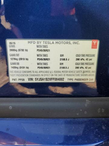 Photo 12 from auction – 2015 TESLA MODEL S 70 with VIN 5YJSA1S2XFF084882