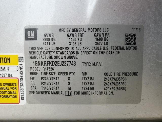 Photo 13 from auction – 2014 CHEVROLET TRAVERSE L with VIN 1GNKRFKD2EJ227748