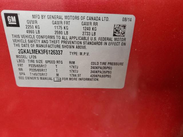Photo 12 from auction – 2015 GMC TERRAIN SL with VIN 2GKALMEK3F6126337