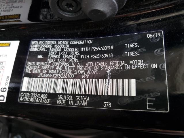 Photo 13 from auction – 2019 LEXUS GX 460 with VIN JTJBM7FX2K5236100