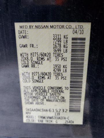 Photo 14 from auction – 2010 NISSAN ARMADA SE with VIN 5N1AA0NC9AN615232