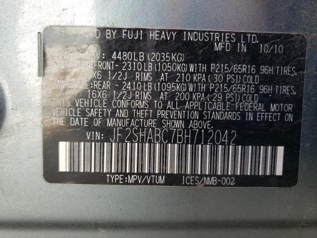 Photo 13 from auction – 2011 SUBARU FORESTER 2 with VIN JF2SHABC7BH712042