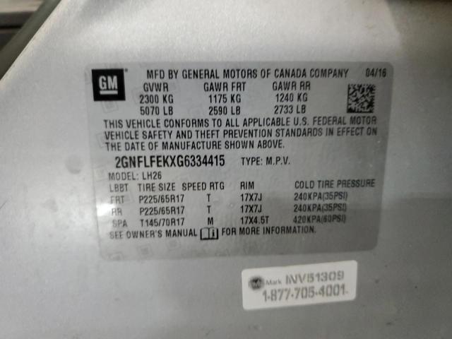 Photo 14 from auction – 2016 CHEVROLET EQUINOX LT with VIN 2GNFLFEKXG6334415