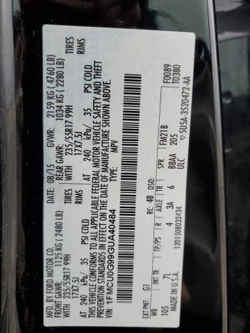 Photo 14 from auction – 2016 FORD ESCAPE SE with VIN 1FMCU0G99GUA40484
