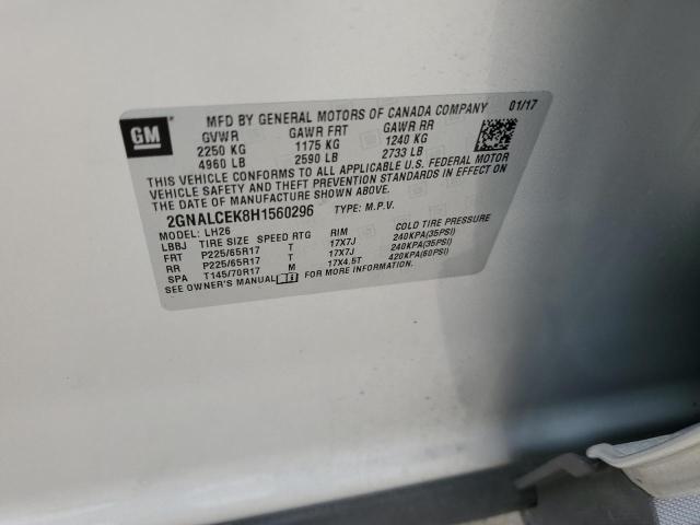 Photo 14 from auction – 2017 CHEVROLET EQUINOX LT with VIN 2GNALCEK8H1560296