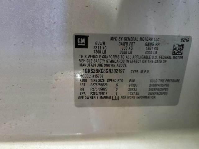 Photo 14 from auction – 2016 GMC YUKON SLT with VIN 1GKS2BKC8GR302197