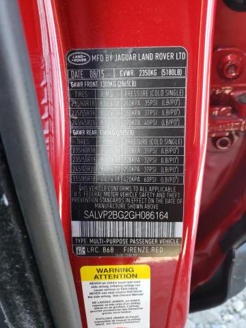 Photo 14 from auction – 2016 LAND ROVER RANGE ROVE with VIN SALVP2BG2GH086164