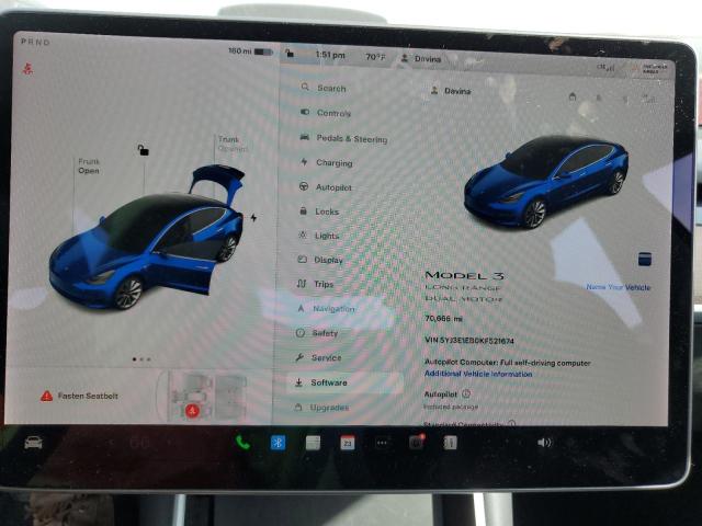 Photo 9 from auction – 2019 TESLA MODEL 3 with VIN 5YJ3E1EB0KF521674