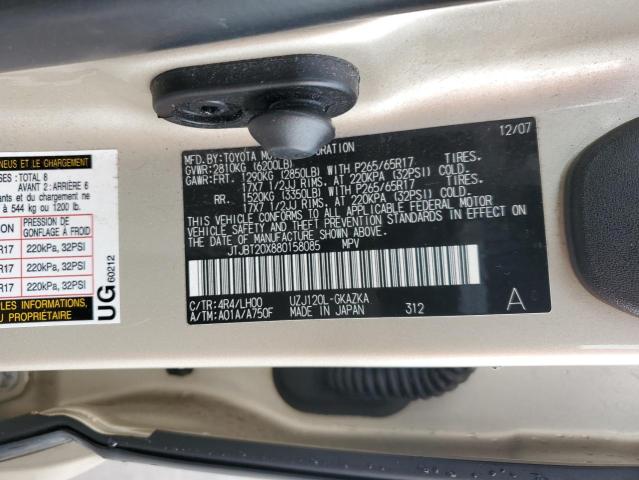 Photo 14 from auction – 2008 LEXUS GX 470 with VIN JTJBT20X880158085