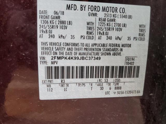 Photo 14 from auction – 2018 FORD EDGE TITAN with VIN 2FMPK4K99JBC37349