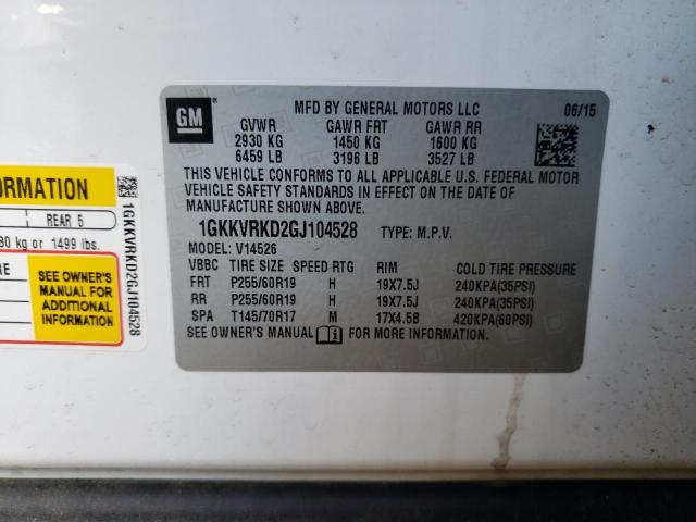 Photo 13 from auction – 2016 GMC ACADIA SLT with VIN 1GKKVRKD2GJ104528