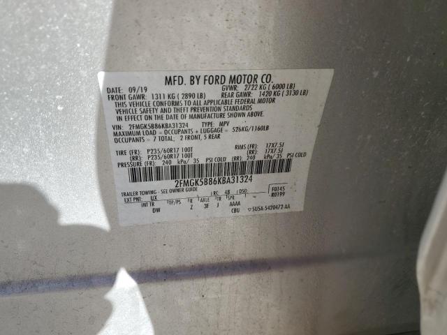 Photo 12 from auction – 2019 FORD FLEX SE with VIN 2FMGK5B86KBA31324