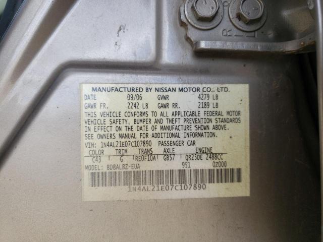 Photo 12 from auction – 2007 NISSAN ALTIMA with VIN 1N4AL21E07C107890