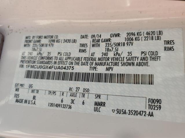 Photo 14 from auction – 2015 FORD ESCAPE SE with VIN 1FMCU0GX4FUA04375