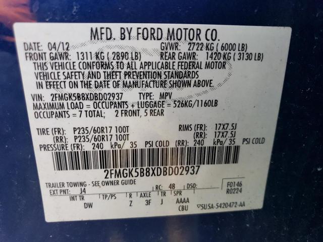 Photo 14 from auction – 2013 FORD FLEX SE with VIN 2FMGK5B8XDBD02937