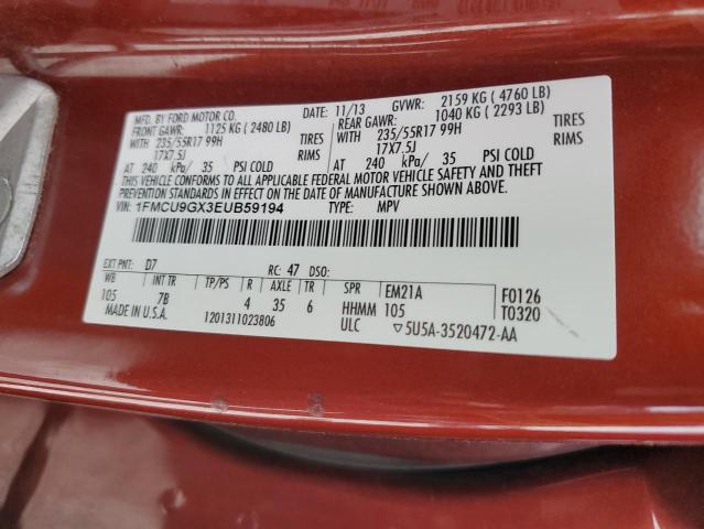 Photo 14 from auction – 2014 FORD ESCAPE SE with VIN 1FMCU9GX3EUB59194