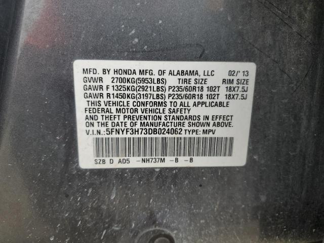 Photo 14 from auction – 2013 HONDA PILOT EXLN with VIN 5FNYF3H73DB024062